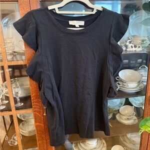 LOFT Women's Elegant Black Short Sleeve Tee